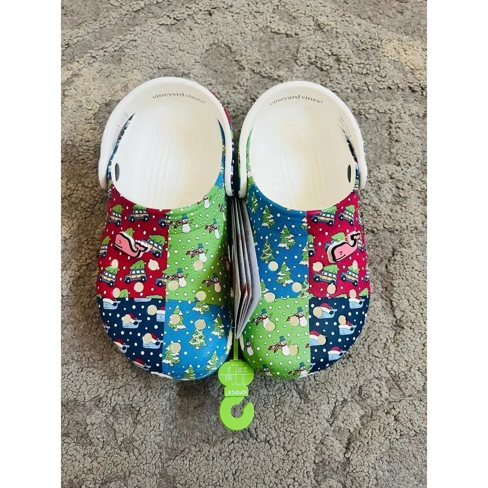 NWT❤️Crocs x Vineyard vines Holiday patchworks unisex clog toddler shoes sz1
